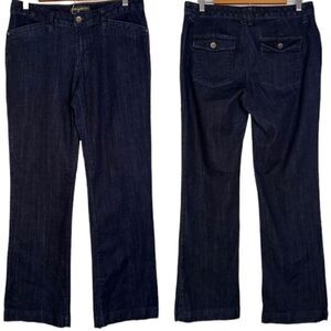 Eddie Bauer Womens 10 Solid Darkwash Denim Curvy Fit Trouser Leg Modern Jeans